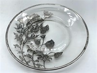 Silver Overlay Glass Plate 6.25”