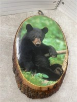 Bear Log Framed Wall Hanging Decor