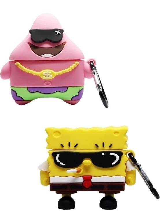 Pair of SpongeBob themed AirPods cases