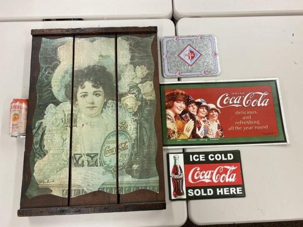 Vintage Coca-Cola Collectible Signs and Tray Set