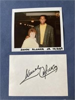 Autograph, Sandy Alomar Junior index card and