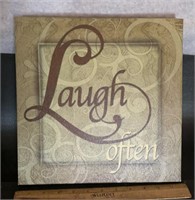 STRETCH CANVAS WALL ART-APPROX. 12"x12"/LAUGH