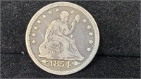 1854 Seated Liberty Silver Quarter w/ Arrows