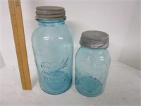 Blue Mason Jars w/zinc lids - 1 qt &  1/2 gallon