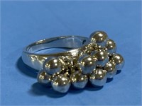925 Silver Beaded Charms " Cha-cha " Ring