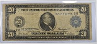 1914 $20 FEDERAL RESERVE NOTE OF NEW YORK  VG