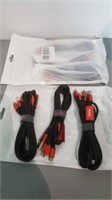 Multi USB charger cables (3 per pack) - 2 packs