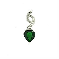 Rhodium Brass Pendant with Synthetic Emerald