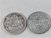 1954 & 1955 CAD 50 CENT COINS