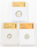 SGS GRADED SILVER COIN LOT ONE PROOF COINS