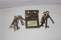 Vintage P.O. Mail Box door and Vintage keys