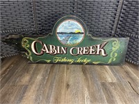 Antique Cabin Creek Fishing Lodge Sign