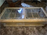 Vintage Solid Wooden glass top coffee table