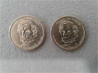 (2) Franklin Pierce $1 Coins