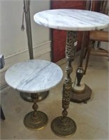 Brass Finish Base Marble Top Plant Stands