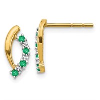 14k- Diamond and Emerald Post Earrings