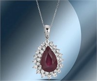Certified $ 28,573 19.67 Ct Ruby Diamond Necklace