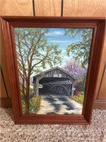 Hand painted covered bridge 1962 14x19