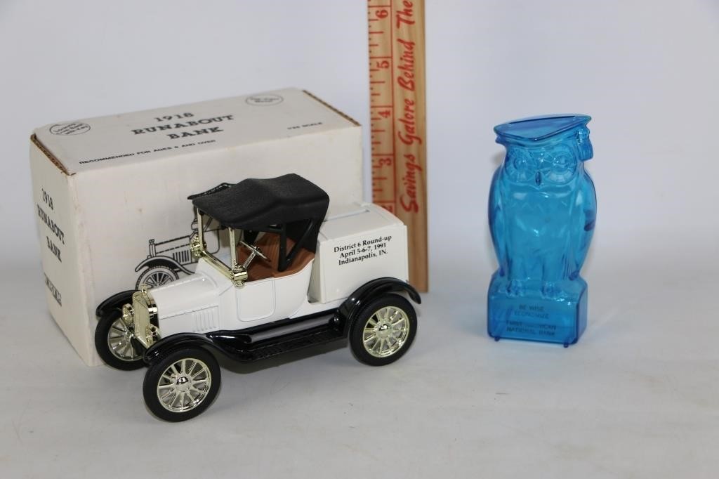 Coin Banks-1918 Runabout & Blue Owl Advertising