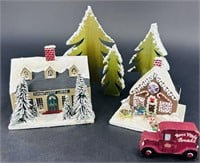 Vintage Christmas Houses, Trees & Bread Truck