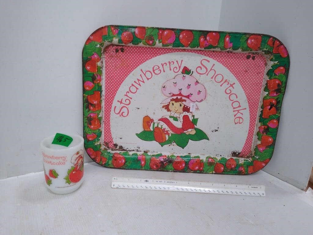 Strawberry Shortcake TV Tray & Anchor Hocking Mug