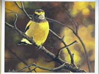 1984 Evening Grosbeak Gisele Benott Painting