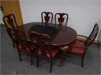 Drexel Cherry Dining Room Table, Leaves & 6 Chairs