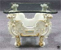 Ornate Coffee / End Table w/Glass Top