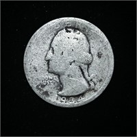 1934 90% SILVER WASHINGTON QUARTER DOLLAR