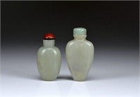 TWO CHINESE JADE SNUFF BOTTLES