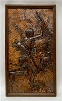 Vintage Copper Relief Sculpture by Mutombo