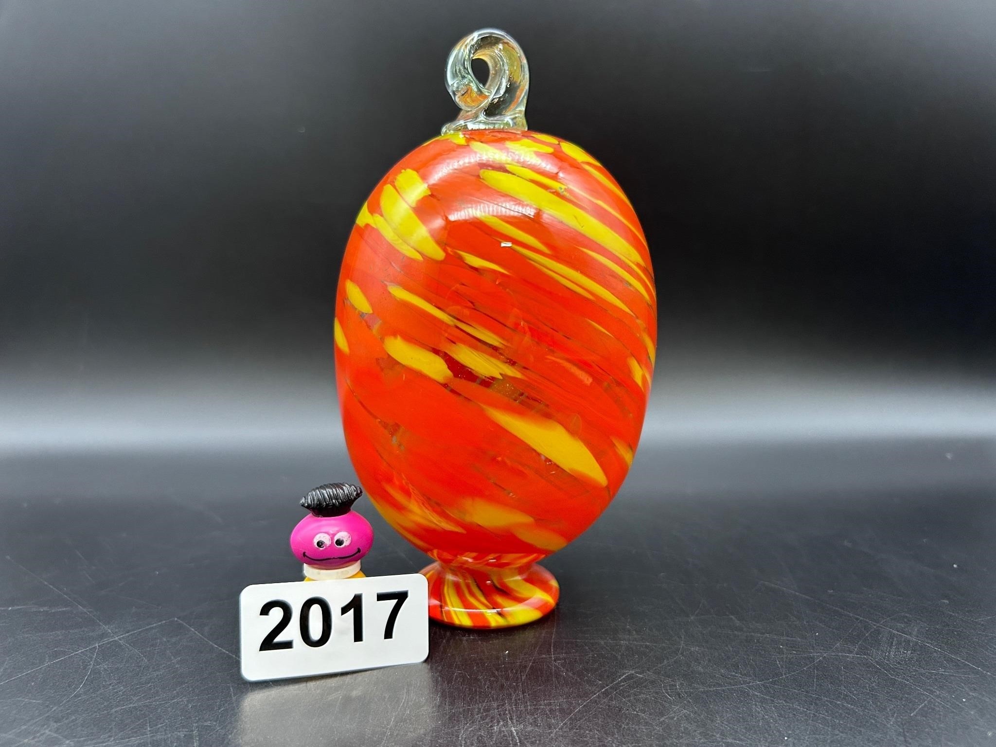 Pretty Blown Glass Orange Yellow Swirl