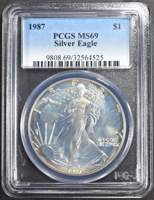 1987 AMERICAN SILVER EAGLE PCGS MS69