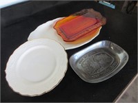 Two Religious Trays, Glass Platter and More