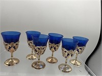 Cobalt cordial stemware