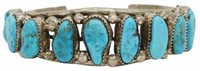 NATIVE AMERICAN STERLING & TURQUOISE CUFF BRACELET