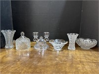 Crystal & Glass Candle Holders, Vases, Bowl, &