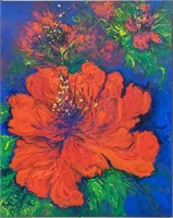 Original Marcia Herring Acrylic On Canvas Flowers
