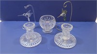 Waterford Crystal Footed Bow, , 2 Glass Hummingbir