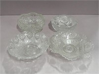 Four Pieces of Clear Pressed Glass Bowls