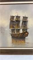 Garcia sailing vessel at sea,  oil on canvas