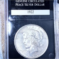 1922 Silver Peace Dollar BA - GENUINE CIRC