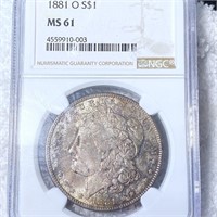1881-O Morgan Silver Dollar NGC - MS61