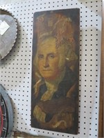 UNIQUE PAINTING OF GEORGE WASHINGTON ON BOARD