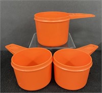 Vtg Tupperware Orange Measuring Cups-3-pc