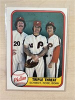 Mike Schmidt, Pete Rose, Bowa 1981 Fleer