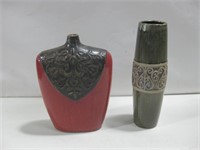 Two Ceramic Vase Decor Items Tallest 13.5"