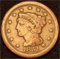 1851 Braided Hair Large Cent - 7,000 Exist