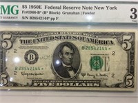 1950E $5 FRN NEW YORK,PMG Fr#1966-B(B block), 30