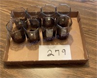Eight juice glasses
